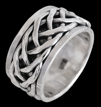 11.2 mm. Bred spinner ring / stressring i Äkta silver.