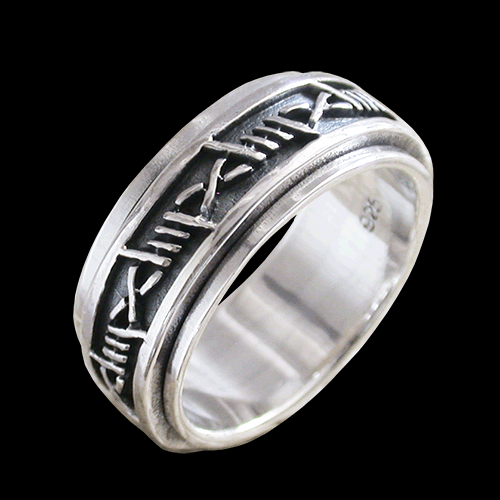 9.2 mm. Taggtråd Spinner ring / stressring i Äkta silver.. - 2