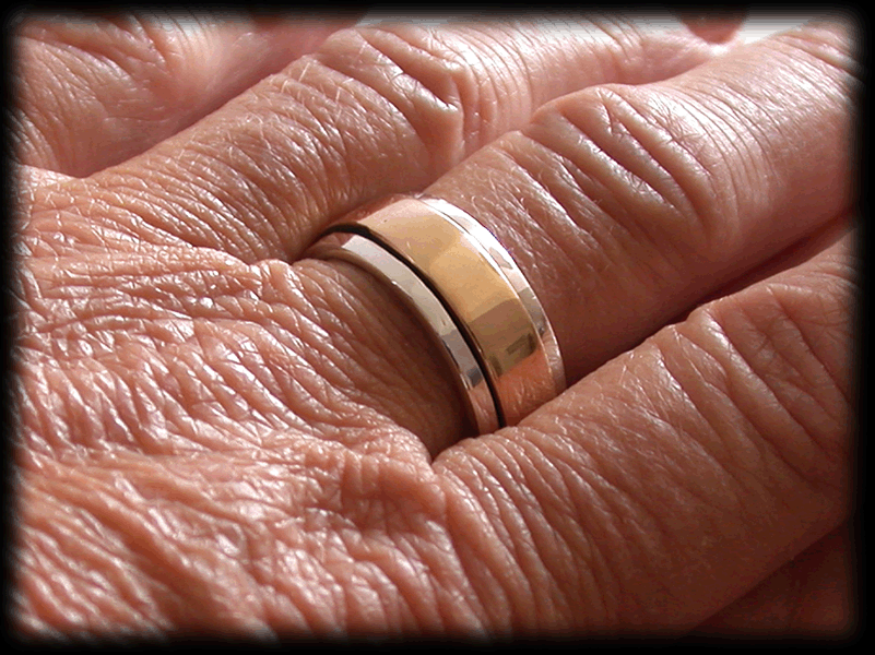 9 mm. Slät tvåfärgad spinner / stressring i Äkta silver.. - 5