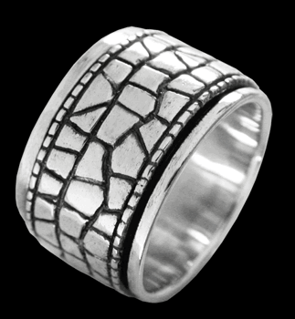 15 mm. Ormskinns spinner / stressring i Äkta silver..