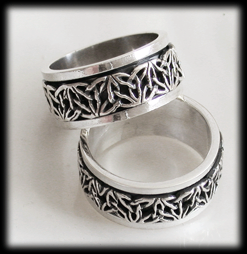 10 mm. Maffig keltisk spinner ring / stressring i Äkta silver. - 2