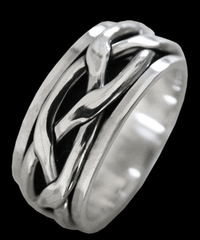 11.2 mm. Spinner ring (bred) / stressring i Äkta silver.