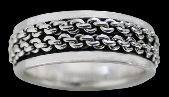 7.6 mm. Spinner ring ankarlänk / stressring i Äkta silver.. - 2