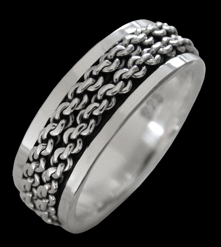 7.6 mm. Spinner ring ankarlänk / stressring i Äkta silver..