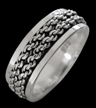 7.6 mm. Spinner ring ankarlänk / stressring i Äkta silver..
