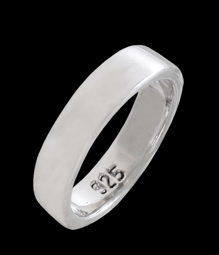 5 mm. Slät platt ring i Äkta silver.