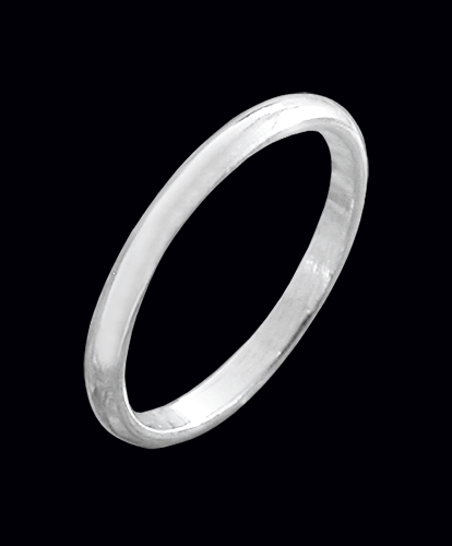 3 mm. Smal välvd ring i Äkta silver. - 2