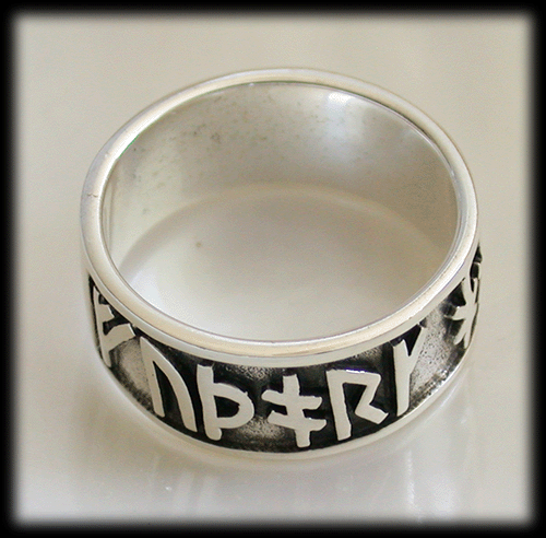 Futhark - Ring med runskrift i Äkta silver. - 5