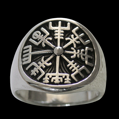 Vegvisir - Rungaldrar - Silverring med Isländska runor. - 2