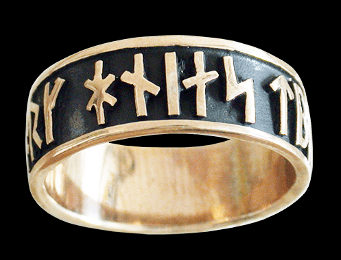 Futhark - Ring med runskrift i brons. - 3