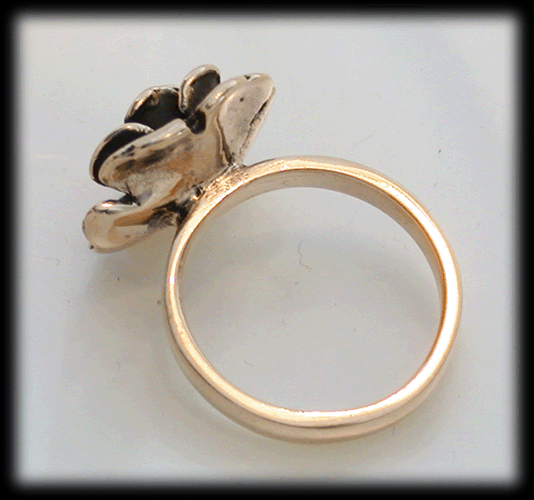 Levande ros ring i brons. - 4
