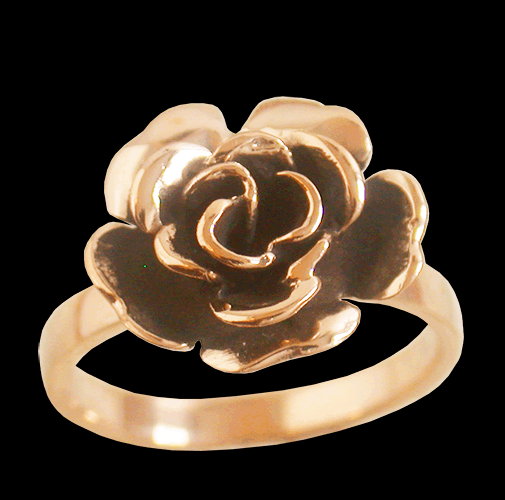 Levande ros ring i brons. - 2