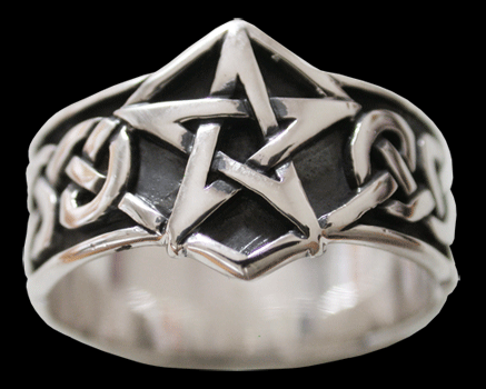 Massiv Pentagram ring i Äkta silver. - 2