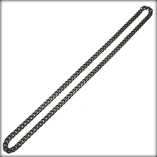 5 mm. Pansarlänk halsband i svart stål. - 3
