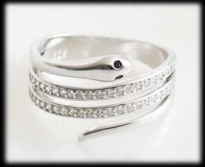 Orm ring med bling i Äkta silver. - 3