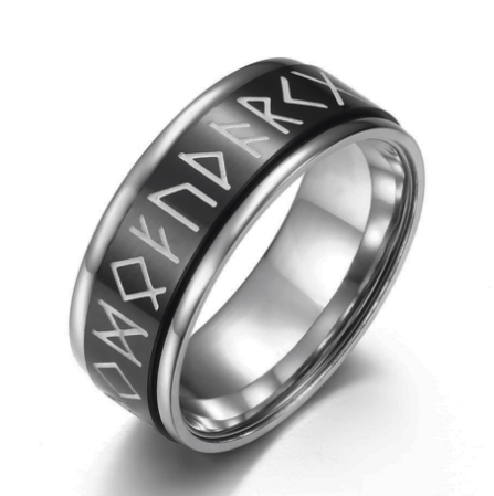 8 mm. Spinner ring med runor i rostfritt stål. - 2
