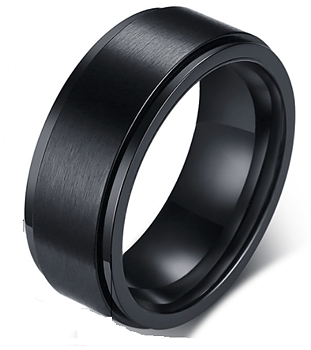 8 mm. Svart stål spinner ring.