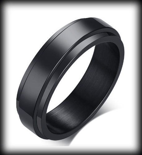 6 mm. Svart stål spinner ring. - 2