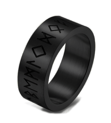 8 mm. Fet runring i svart rostfritt stål. - 2