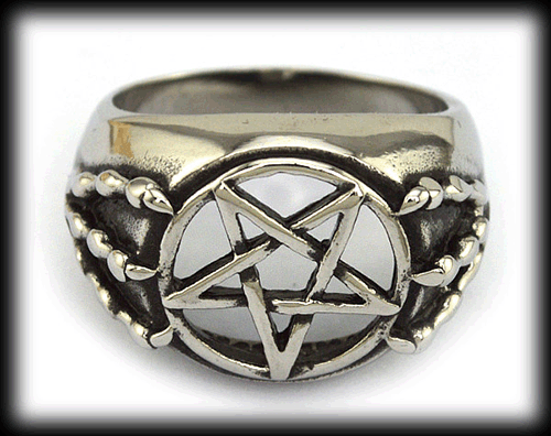 Pentagram ring i rostfritt stål. - 3