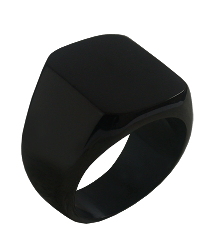 Klack ring i svart stål. - 2