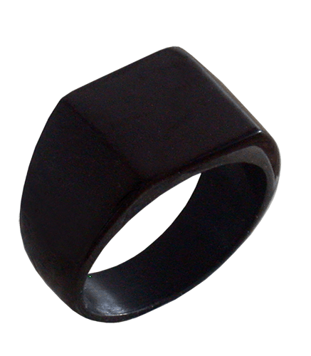Klack ring i svart stål. - 2