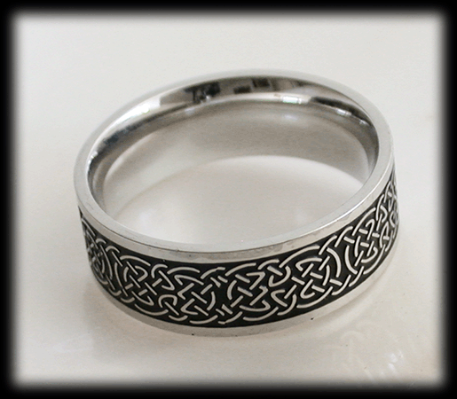 8 mm. Finstilt keltisk ring i stål. - 3
