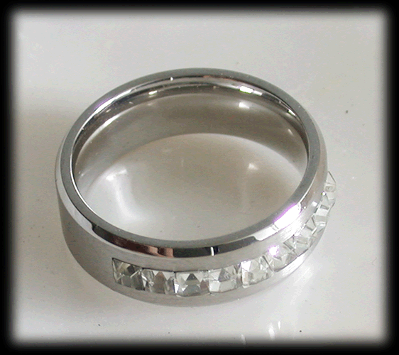 8 MM. Stålring med bling. - 3