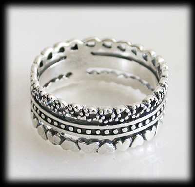 Love for her. Silverring med hjärtan. - 3