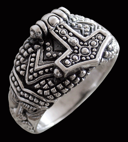 Tor, eld och hammare - Tors hammare silver ring. - 2