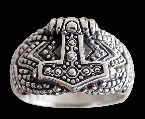 Tor, eld och hammare - Tors hammare silver ring. - 3
