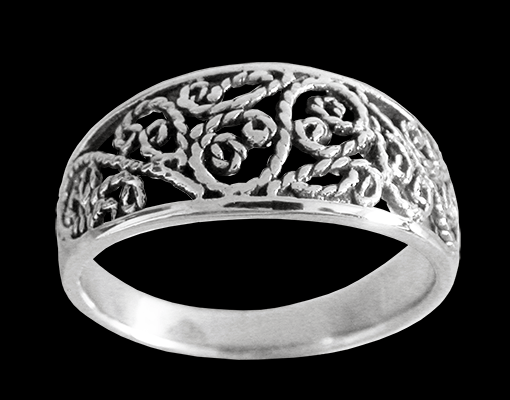 Vacker filigran ring i äkta silver. - 2