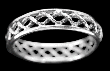Flätad silver ring. - 3