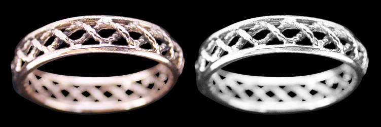 Flätad silver ring. - 2