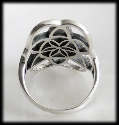 Flower of life silver ring. - 4