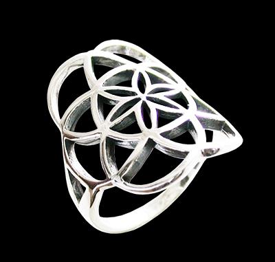 Flower of life silver ring.