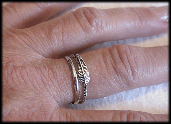Fjäder ring i Äkta silver. - 4