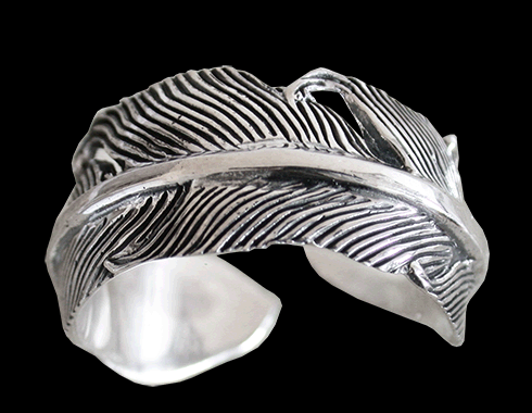 Ställbar fjäder ring i Äkta silver. - 3