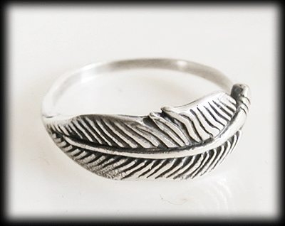 Snygg fjäder ring i Äkta silver. - 3