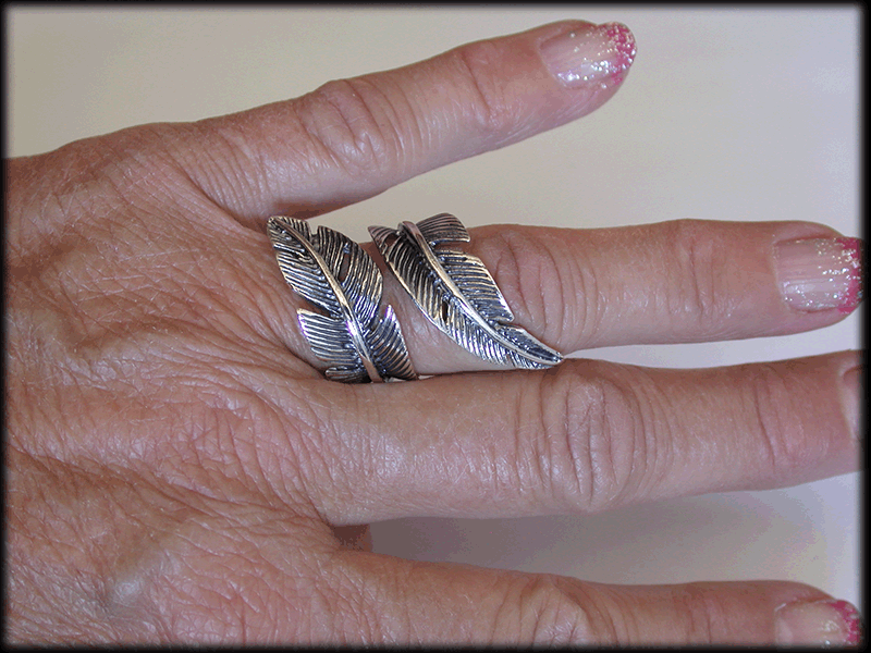Silver fjäder ring. - 4
