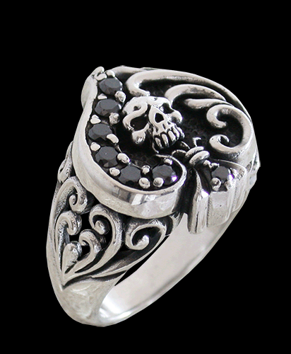 Silver ring med spader ess med bling.