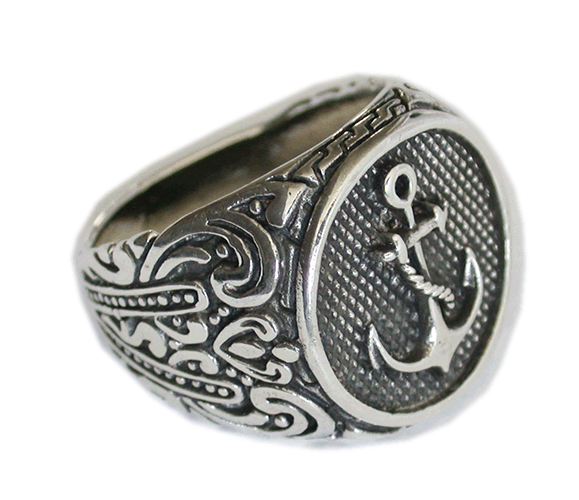 "Tattoo-style" ankar ring i Äkta silver. - 3