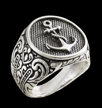 "Tattoo-style" ankar ring i Äkta silver.