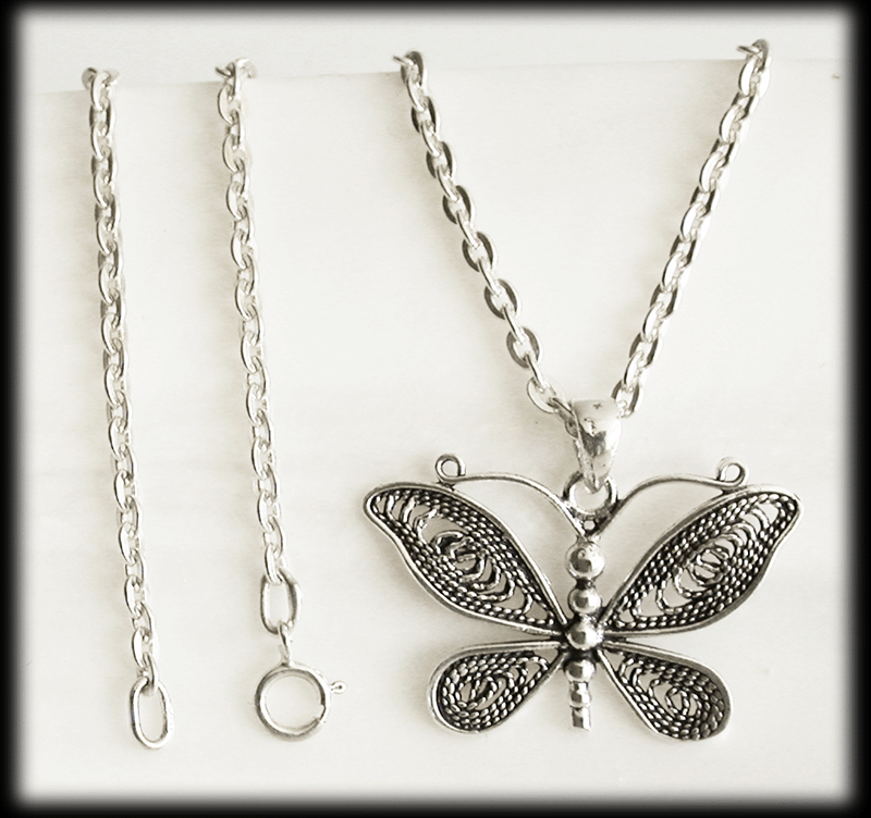 Fjäril halsband i Äkta silver. - 3