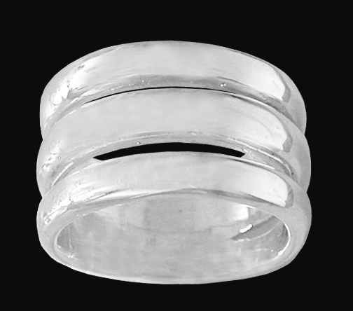 Slät silverring i tre delar. - 2