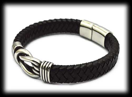 Äkta läderarmband med kärleksknuten. - 3