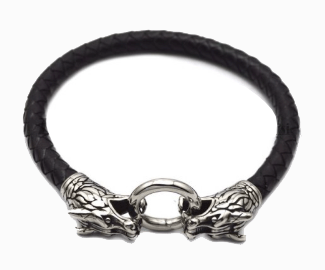 Läderarmband med vargar / Fenrisulven från Asamytologin. - 2