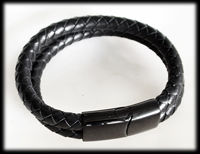 "Two in one" läderarmband rund fläta. - 3