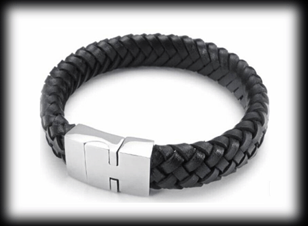 Svart läderarmband med spänne i rostfritt stål. - 2