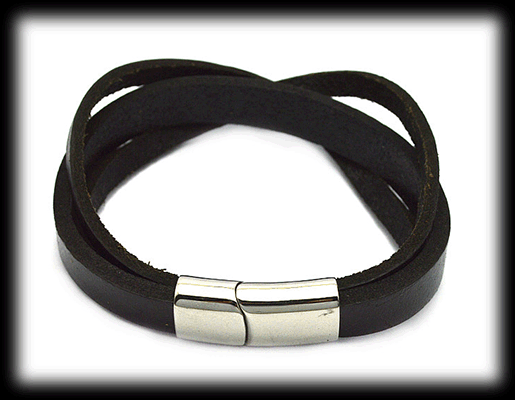 Stilrent armband i i tre delar tillverkat i äkta läder. - 3